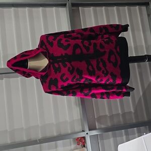 Crazy TrainSparkle Leopard Print Pink Hoodie Size Large‎
